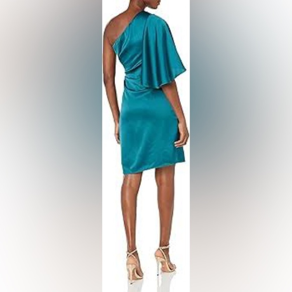NWT Le Chateau 1 Shoulder Teal Satin Dress Size XXS